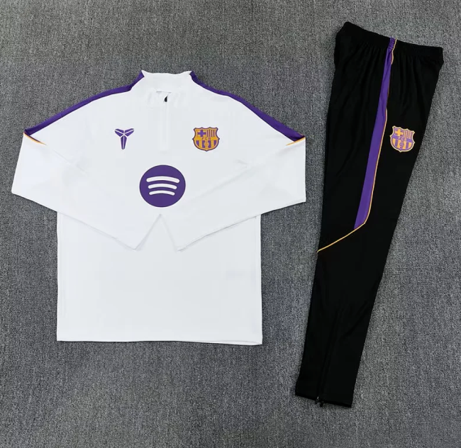 2026-2027 Barcelona White Soccer Training Sweater and Pants Football Kit