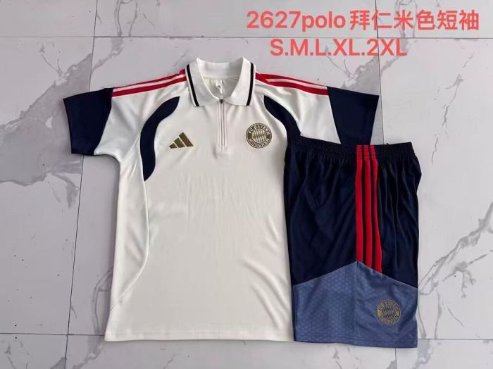 Adult Uniform 2026-2027 Bayern Munich Light Yellow Soccer Training Polo and Shorts Football Kits