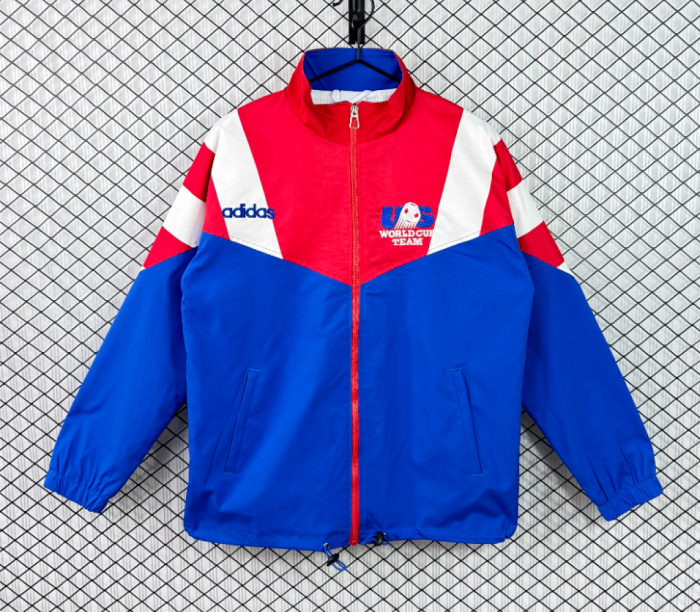 Retro Jacket 1994 USA Blue Soccer Windbreaker Jacket Football Jacket