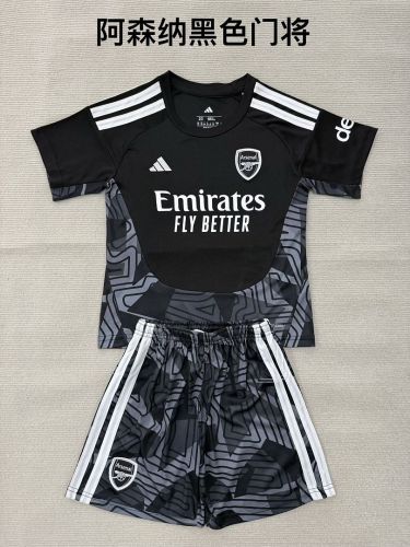 Youth Uniform Kids Kit 2026-2027 Arsenal Black Goalkeeper Soccer Jersey Shorts Child Football Set