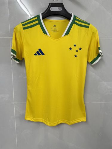 Women 2026-2027 Cruzeiro Yellow Soccer Jersey Girl Football Shirt