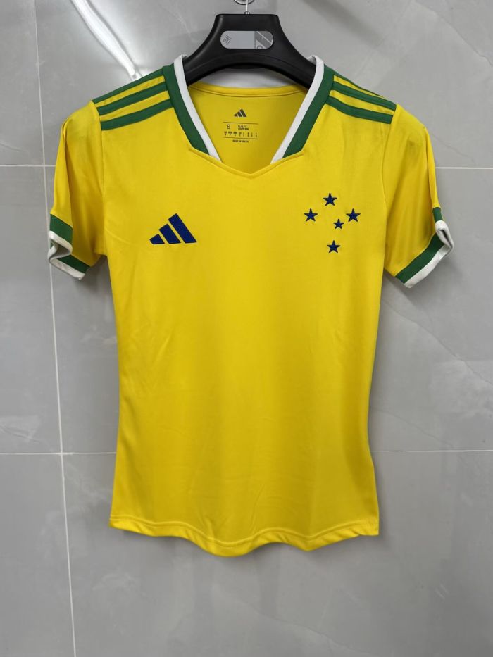 Women 2026-2027 Cruzeiro Yellow Soccer Jersey Girl Football Shirt
