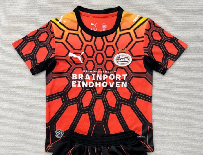 Fan Version 2025-2026 PSV Eindhoven Orange Goalkeeper Soccer Jersey Football Shirt
