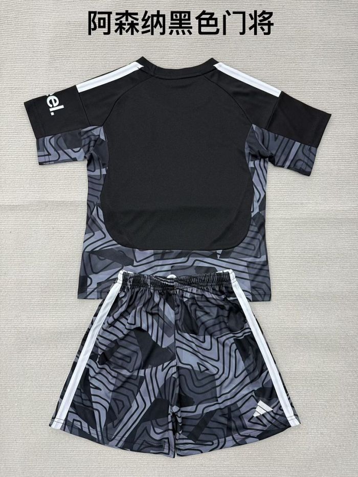 Youth Uniform Kids Kit 2026-2027 Arsenal Black Goalkeeper Soccer Jersey Shorts Child Football Set