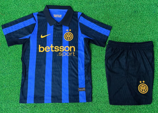 Player Version Youth Uniform Kids Kit 2026-2027 Inter Milan Home Soccer Jersey Shorts Child Football Set