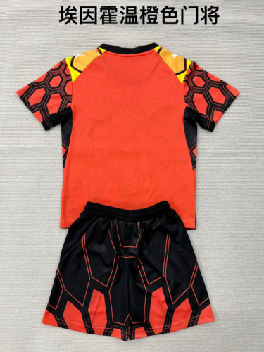 Youth Uniform Kids Kit 2026-2027 PSV Eindhoven Orange Goalkeeper Soccer Jersey Shorts Child Football Set