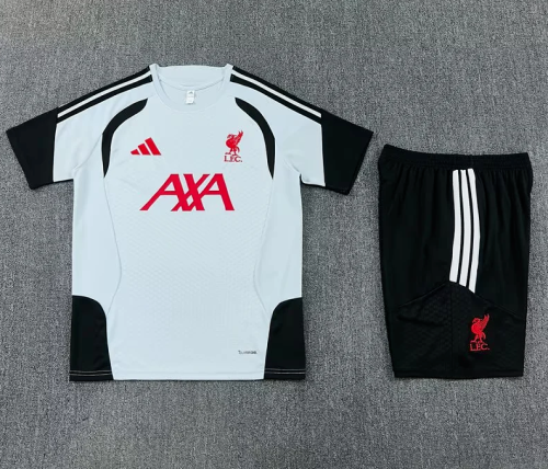 Adult Uniform 2026-2027 Liverpool Grey/Black Soccer Training Jersey and Shorts Football Kits