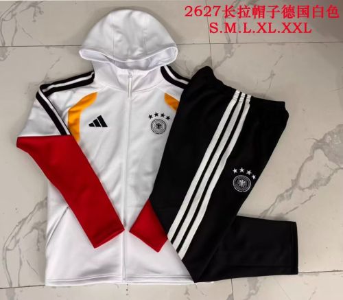 with Caps 2026-2027 Germany White Soccer Windbreaker Tracksuit Jacket Football Jacket and Pants