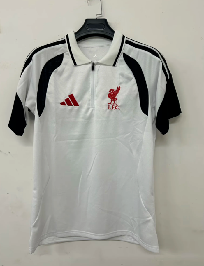 Fan Version 2026-2027 Liverpool White/Black Soccer Polo Football Shirt