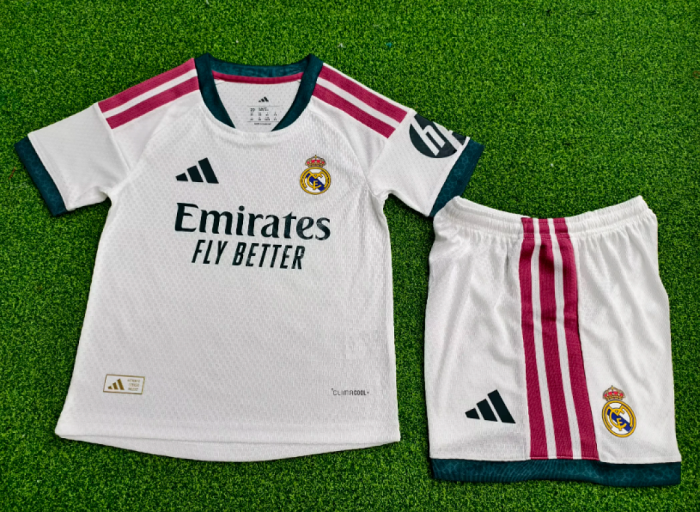 Player Version Youth Uniform Kids Kit 2026-2027 Real Madrid Home Soccer Jersey Shorts Child Football Set