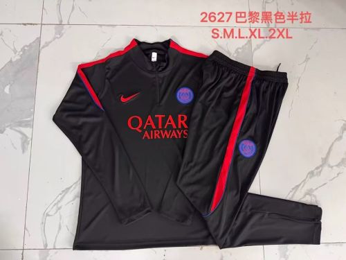 2026-2027 PSG Black/Red Soccer Training Sweater and Pants Football Kit