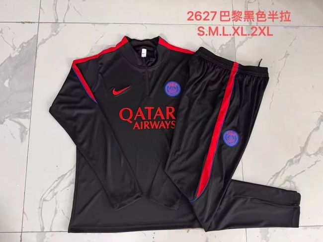 2026-2027 PSG Black/Red Soccer Training Sweater and Pants Football Kit
