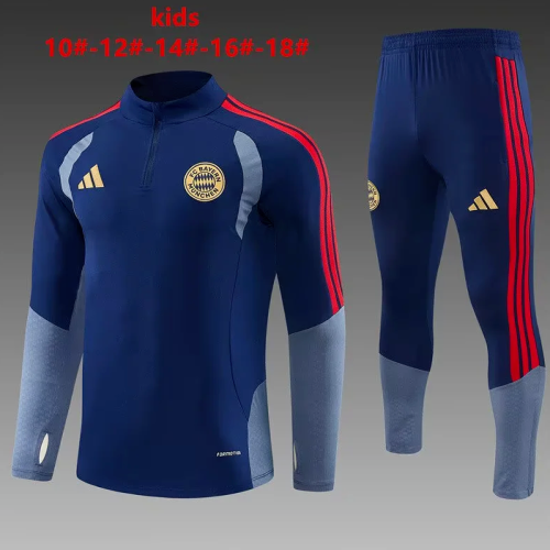 Youth 2026-2027 Bayern Munich Dark Blue Soccer Training Sweater and Pants Child Football Kit
