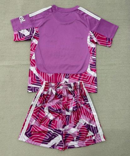 Youth Uniform Kids Kit 2026-2027 Arsenal Purple Goalkeeper Soccer Jersey Shorts Child Football Set