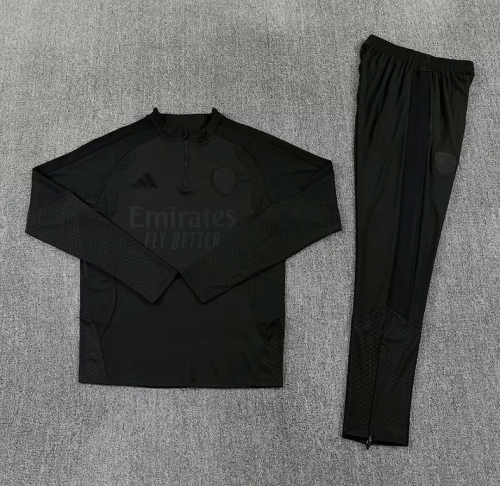 2026-2027 Arsenal All Black Soccer Training Sweater and Pants Football Kit