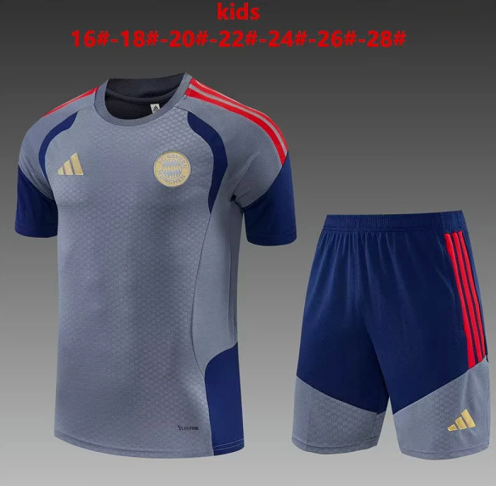 Youth Uniform Kids Kit 2026-2027 Bayern Munich Dark Grey Soccer Training Jersey Shorts Child Football Set