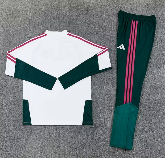 2026 Real Madrid White/Dark Green Soccer Training Sweater and Pants Football Kit