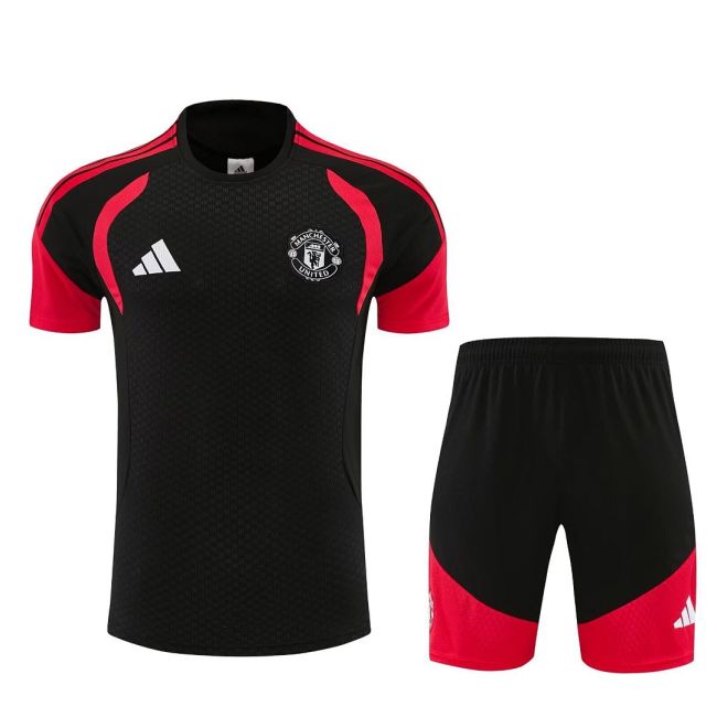 Adult Uniform 2026-2027 Manchester United Black/Red Soccer Training Jersey and Shorts Football Kits