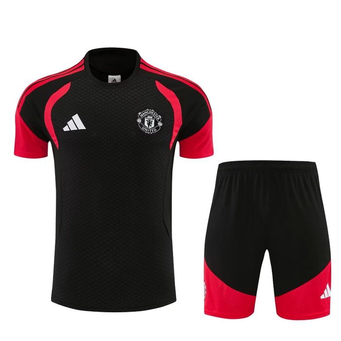 Adult Uniform 2026-2027 Manchester United Black/Red Soccer Training Jersey and Shorts Football Kits