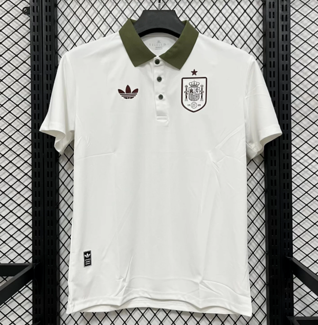 Fan Version 2026-2027 Spain White Soccer Polo Football Shirt