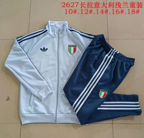 Youth 2026-2027 Italy Light Blue Soccer Jacket and Pants Child Football Kit