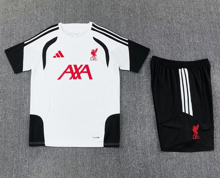 Adult Uniform 2026-2027 Liverpool White/Black Soccer Training Jersey and Shorts Football Kits
