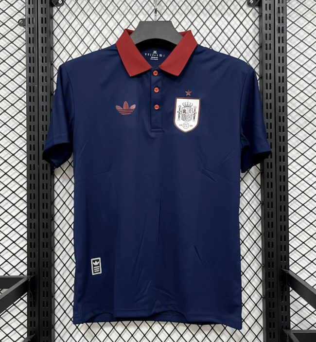 Fan Version 2026-2027 Spain Dark Blue Soccer Polo Football Shirt