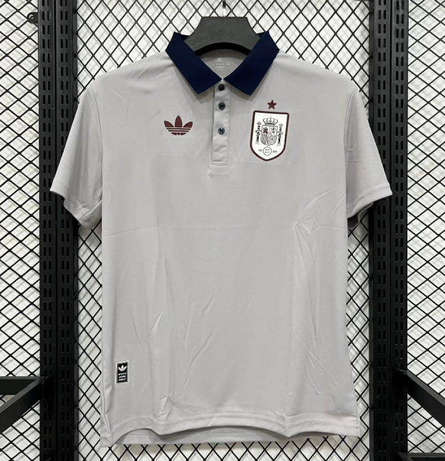 Fan Version 2026-2027 Spain Grey Soccer Polo Football Shirt