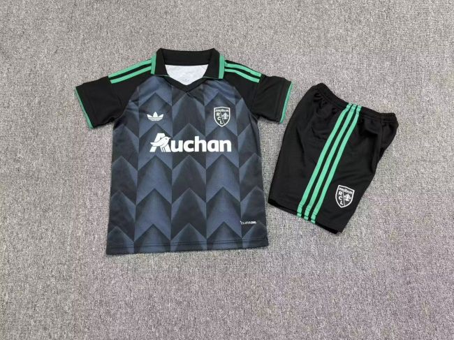 Youth Uniform Kids Kit 2026-2027 Lens Away Black Soccer Jersey Shorts Child Football Set
