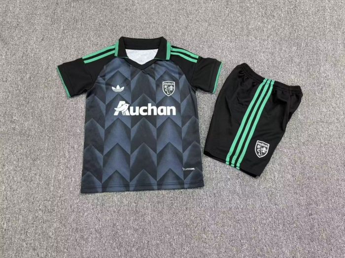 Youth Uniform Kids Kit 2026-2027 Lens Away Black Soccer Jersey Shorts Child Football Set