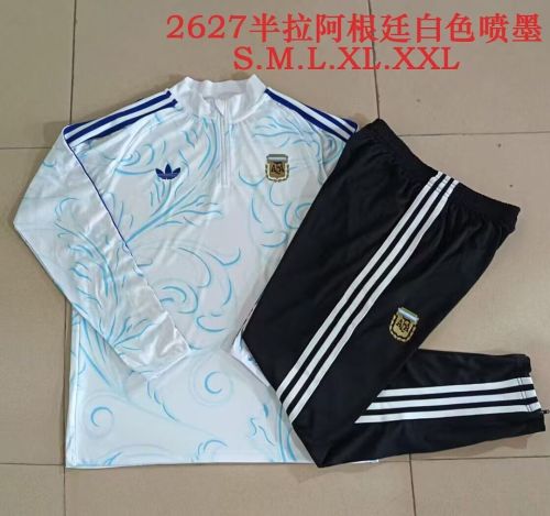2026-2027 Argentina White/Blue Soccer Sweater Jacket Football Jacket and Pants