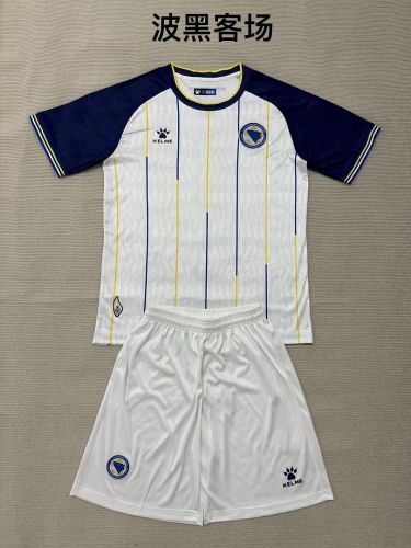 Youth Uniform Kids Kit 2026 Bosnia and Herzegovina Away White Soccer Jersey Shorts Child Football Set
