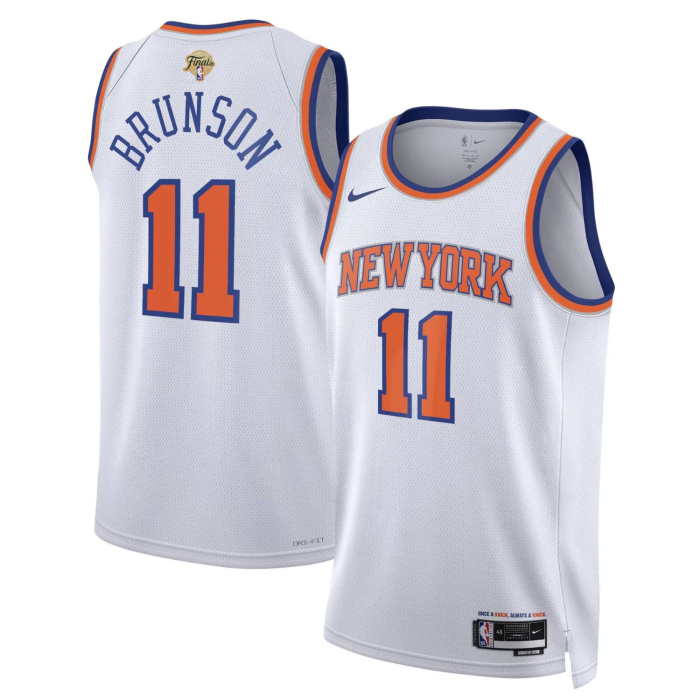 with Final Patch 2026 New York Knicks BRUNSON 11 White NBA Shirt Men's Basketball Jersey