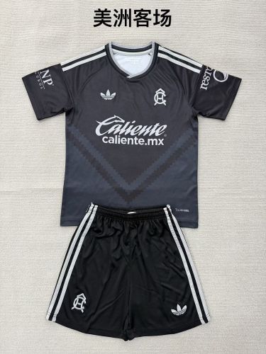 Youth Uniform Kids Kit Club America 2026-2027 Away Black Soccer Jersey Shorts Child Football Set