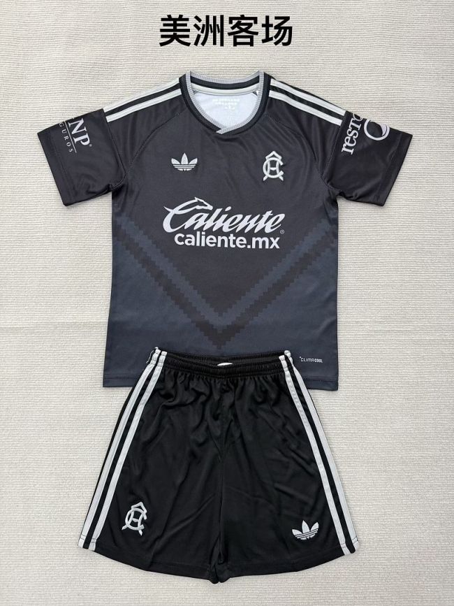 Youth Uniform Kids Kit Club America 2026-2027 Away Black Soccer Jersey Shorts Child Football Set