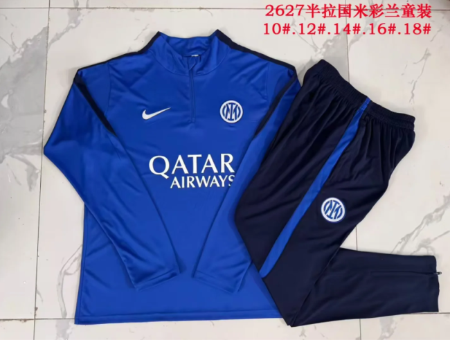 Youth 2026-2027 Inter Milan Blue Soccer Training Sweater and Pants Child Football Kit