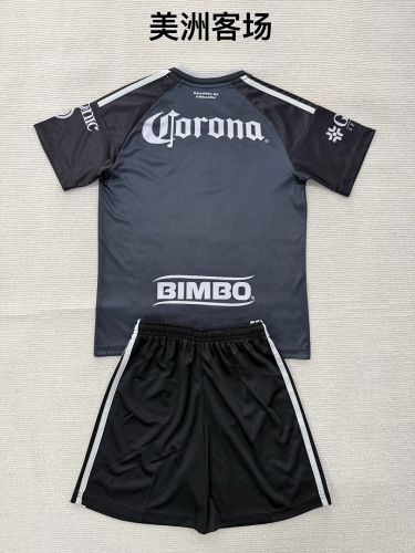 Youth Uniform Kids Kit Club America 2026-2027 Away Black Soccer Jersey Shorts Child Football Set