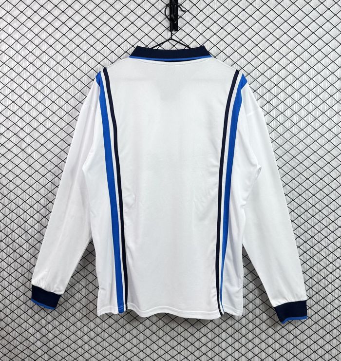 Long Sleeve Retro Jersey 1997-1998 Calcio Napoli Away White Soccer Jersey Napoles Vintage Football Shirt