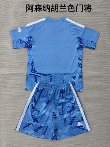 Youth Uniform Kids Kit 2026-2027 Arsenal Blue Goalkeeper Soccer Jersey Shorts Child Football Set