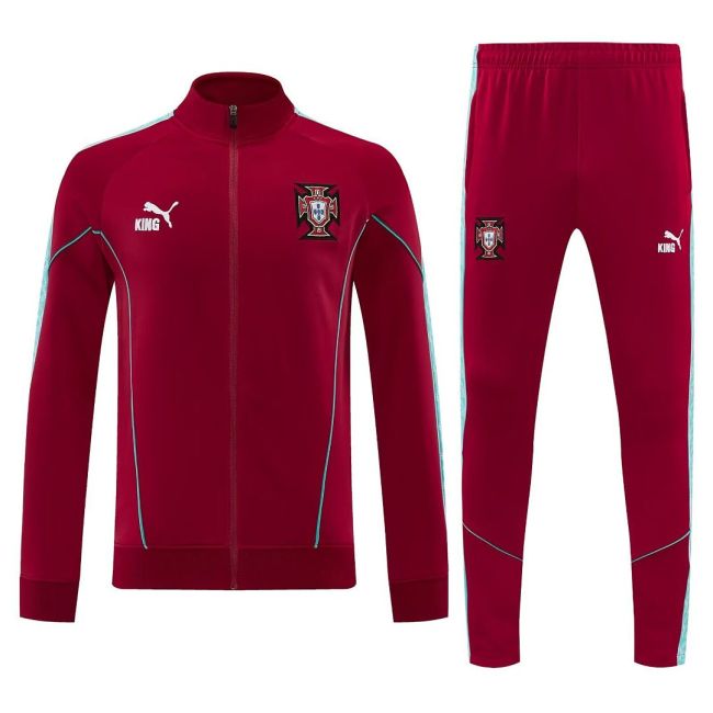 2026-2027 Portugal Red Soccer Windbreaker Tracksuit Jacket Football Jacket and Pants