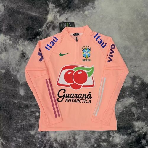 with Sponor Logo Long Sleeve 2026 Brazil Pink Soccer Training Sweater Brasil Shirt