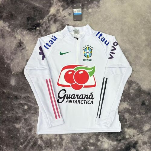 with Sponor Logo Long Sleeve 2026 Brazil Red Soccer Training Sweater Brasil Shirt