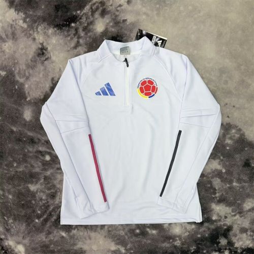 Long Sleeve 2026 Colombia White Soccer Training Sweater Shirt