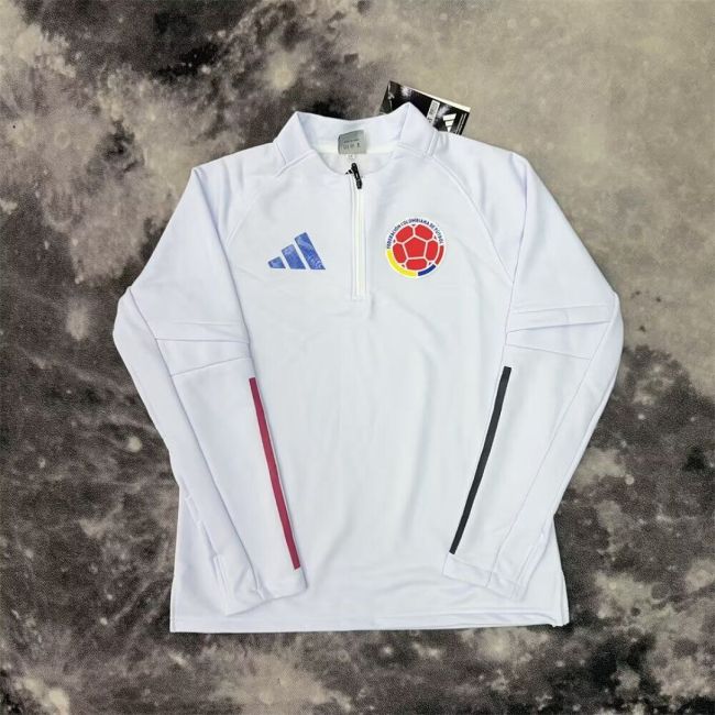 Long Sleeve 2026 Colombia White Soccer Training Sweater Shirt