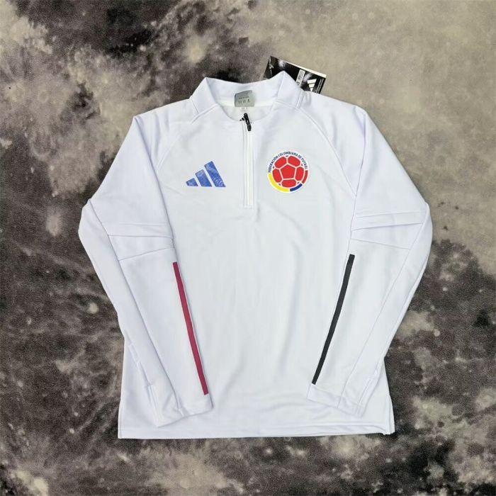 Long Sleeve 2026 Colombia White Soccer Training Sweater Shirt