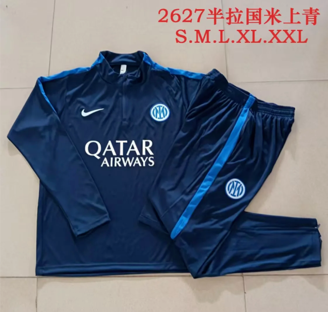 2026-2027 Inter Milan Dark Blue Soccer Training Sweater Jacket Football Jacket and Pants