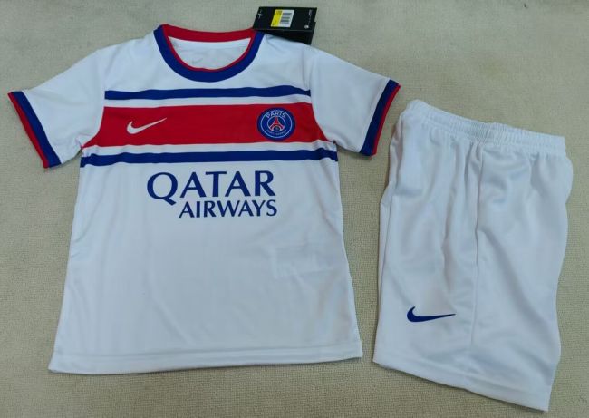 Player Version Youth Uniform Kids Kit PSG 2026-2027 White Soccer Training Jersey Shorts Child Football Set