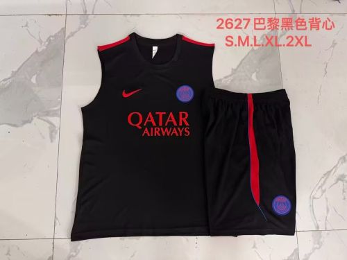 Adult Uniform 2026-2027 PSG Black Soccer Training Vest and Shorts Football Kits