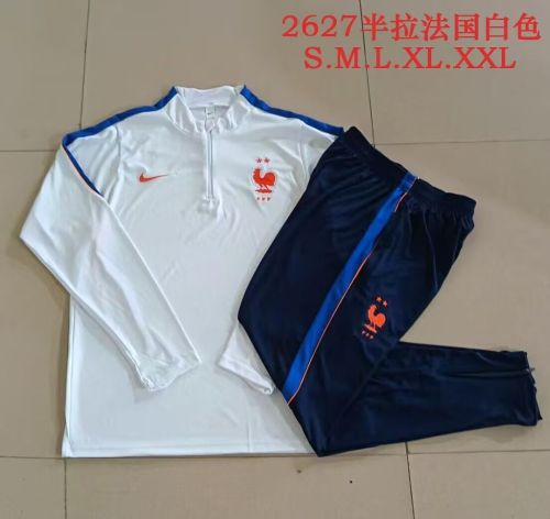 2026-2027 France White Soccer Training Sweater Jacket Football Jacket and Pants