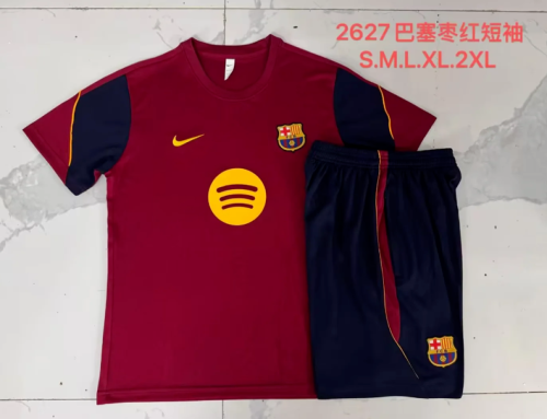 Adult Uniform 2026-2027 Barcelona Dark Red Soccer Training Jersey and Shorts Football Kits